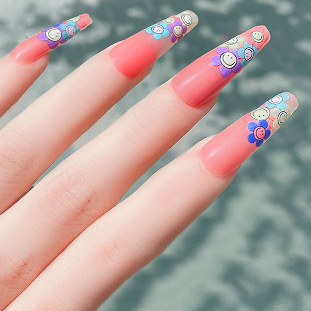 Mxbeauty Stiker Kuku 3d Motif Matahari / Bunga / Smiley Untuk Dekorasi Nail Art / Manicure Diy