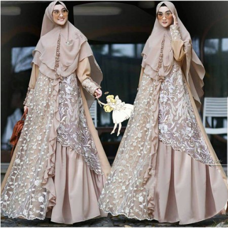 Baju Gamis Muslim Terbaru 2021 Model Baju Pesta Wanita kekinian Bahan moscrepe Kekinian gaun remaja
