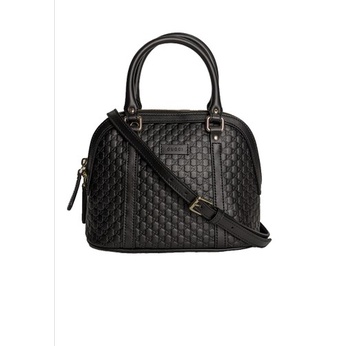 Gucci Micro GG Leather Mini Dome Crossbody Bag Black 449654