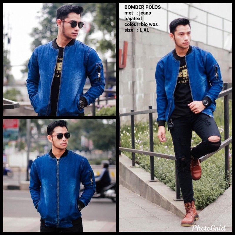 Jaket Bomber Jeans Pria / Jaket Denim Bomber Washing