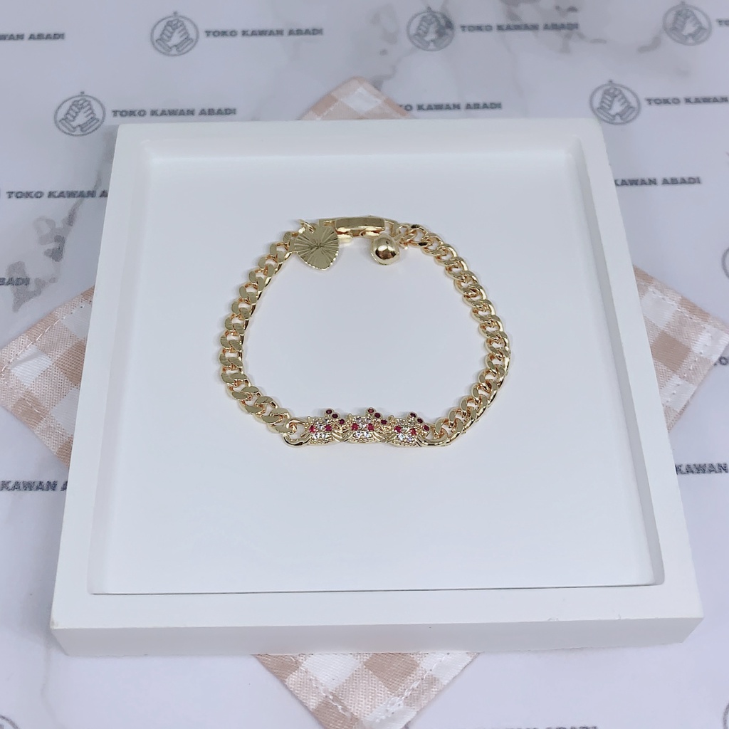 Gelang Tangan Xuping Gold Anak Perempuan Model Rantai Bangkok Permata *14