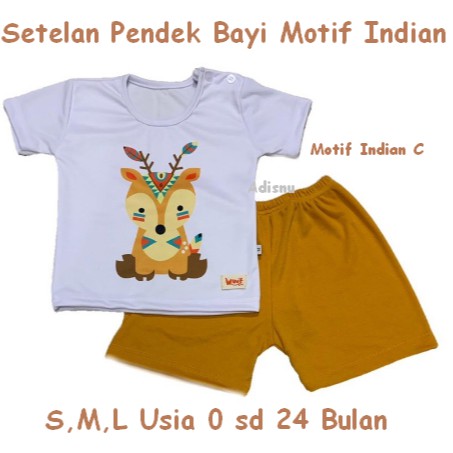 Wuuf Kids Setelan Pendek Bayi Motif Indian S M L 0 sd 24 Bulan