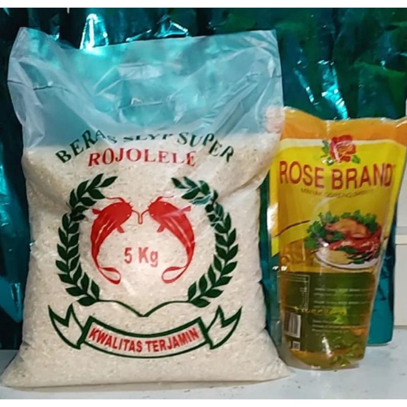 

paket Sembako Beras 5kg + Minyak 1L