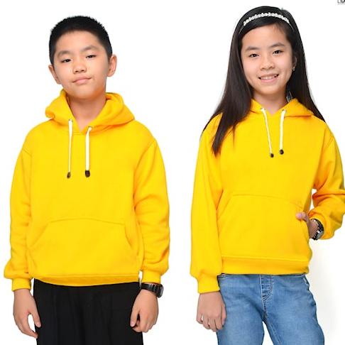 ✰ DISTRO GENESIS Jaket Hoodie Hudi Anak Cewek Cowok Polos Usia 5 6 7 8 9 10 11 12 Tahun Warna Kuning