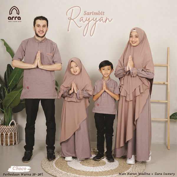 Gamis Sarimbit Keluarga Ayah Ibu Anak Series Rayyan Warna Choco Original Premium Arra  Baju Couple K