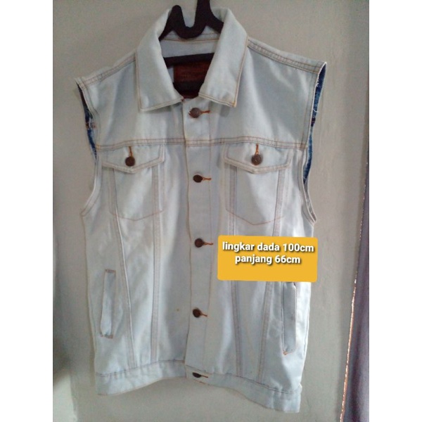 jaket rompi jeans pria second size L