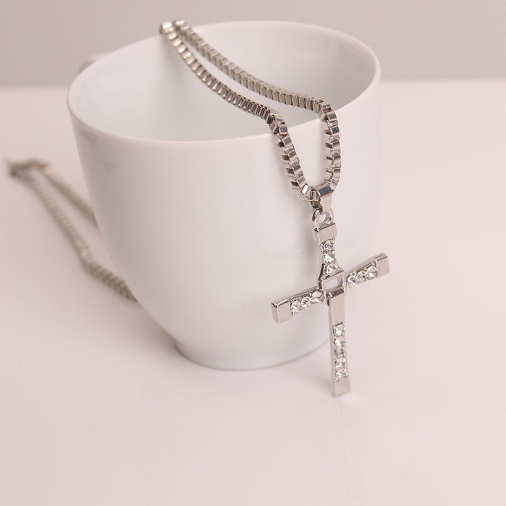 Fast And Furious Toretto'S Cross Pendant Necklace With Little Crystal