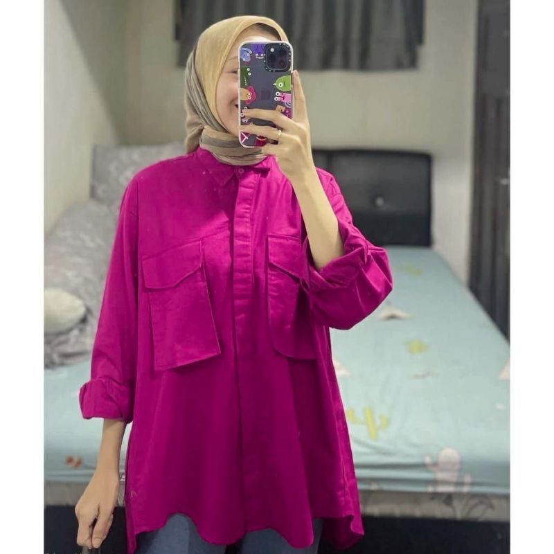 POCKET KEMEJA BLOUSE PREMIUM BAHAN RAYON HIGHT