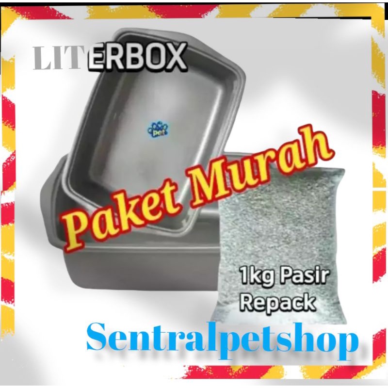 Litter box Kucing Bak Tempat Pup + 1Kg Pasir Zeolit