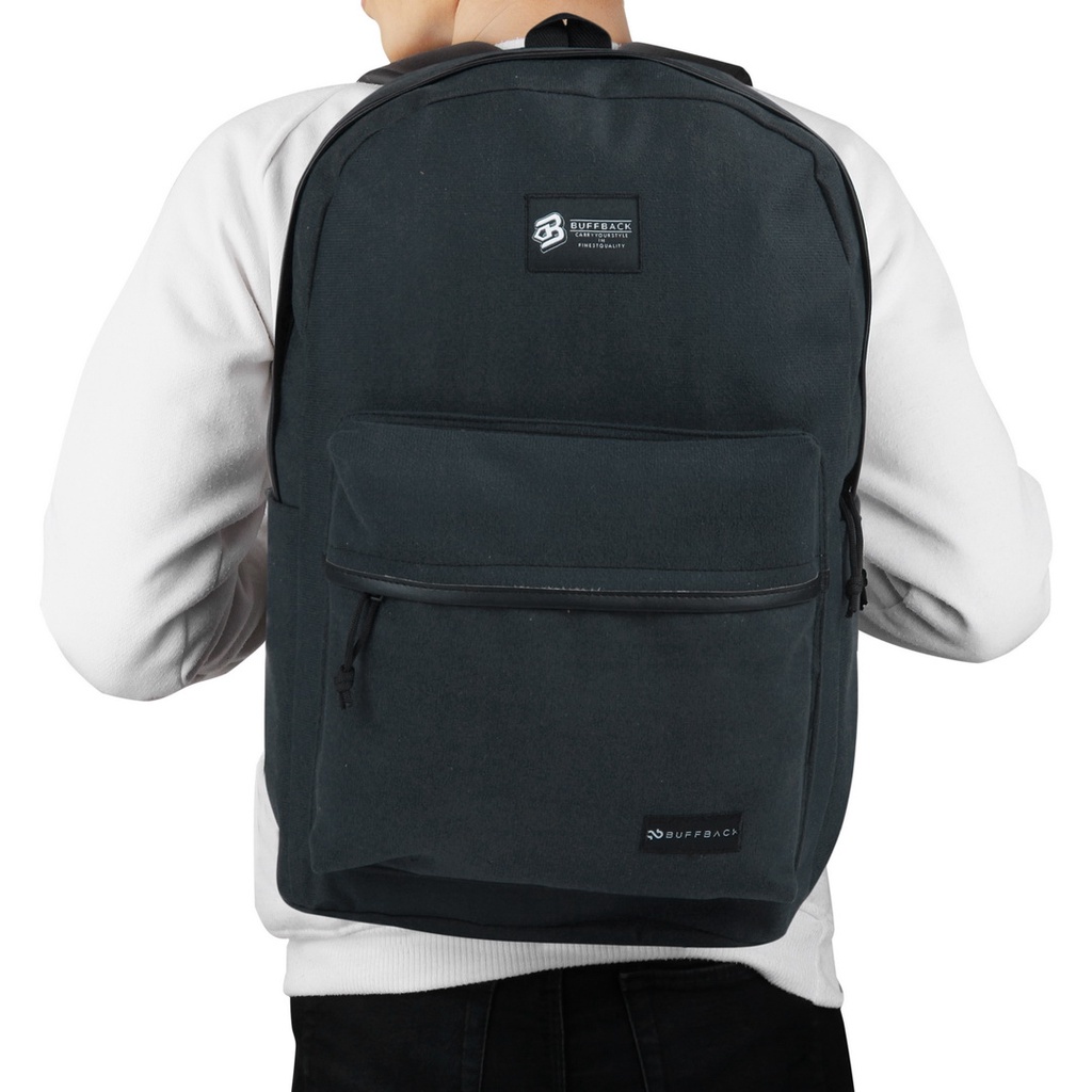 (COD) Tas Ransel Hitam Slot Laptop Keren - Tas Ransel Buffback Beludru  Backpack - Tas Ransel Hitam 