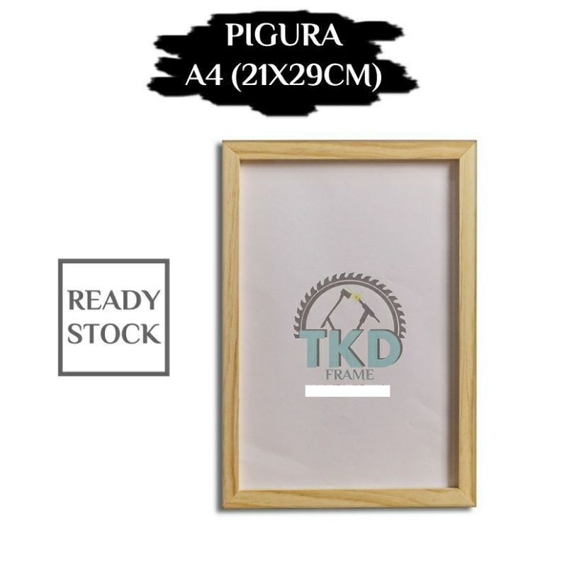 Pigura Bingkai A4 Natural Kayu Tanpa Kaca