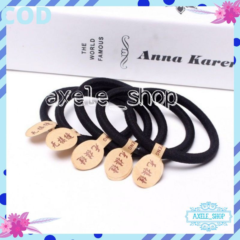[ COD ] 1pcs Ikat Rambut Polos Hitam Tebal Fashion Korea Impor / Gelang Karet Polos / Tali