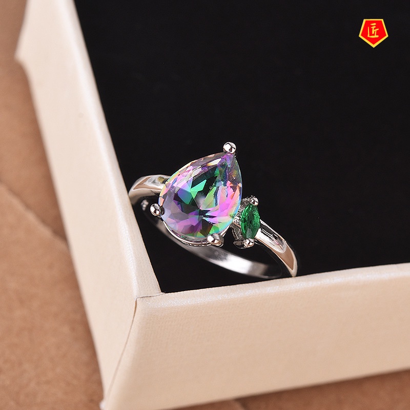 [Ready Stock]925 Silver Birthstone Ring Colored Gems Simple Personality