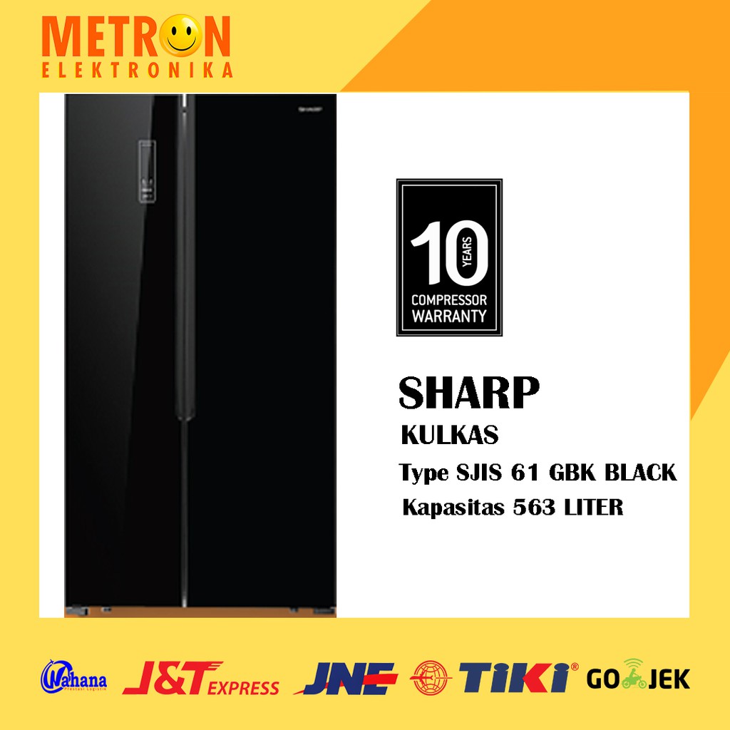 SHARP SJIS 61 GBK BLACK KULKAS SXS 563 LITER  INVERTER / SJIS61GBK