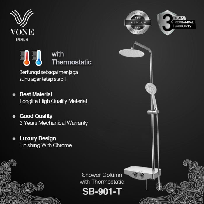 shower-tiang- vone premium sb-901-t thermostatic shower column tiang panas dingin -tiang-shower.