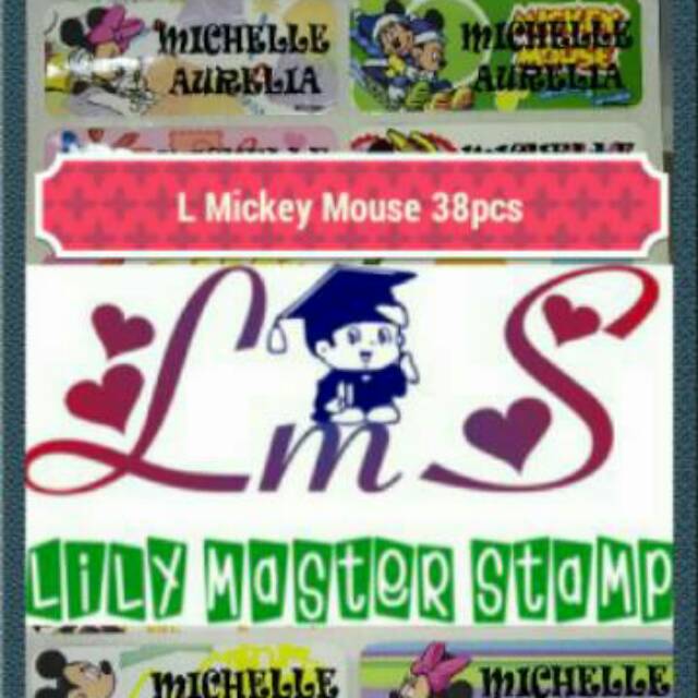 

Label Stiker Nama Anak Lucu Cute Waterproof murah Size S M L Mickey Mouse Tikus Miki