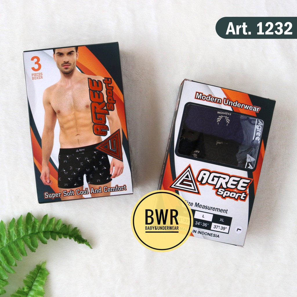 [ 3pc ] AGREE |  CD AGREE PRIA SPORT BOXER | BOXER AGREE SPORT 1231 1232 1233 1234 1235 1236 1237 1238 6321 CD Agree pria / Celana Dalam Boxer Agree Pria Agree Sport / CD Agree Boxer Sport Pria / Boxer Pria Agree Terlaris