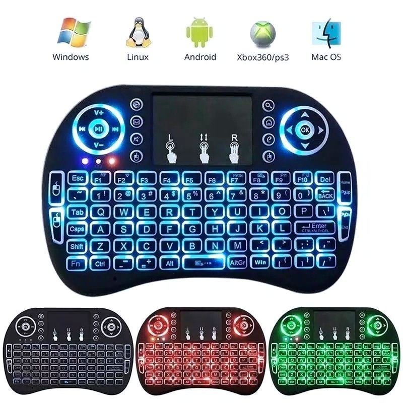 KEYBORD i8 / KEYBORD DAN MOUSE MINI UNTUK ANDROID BOX PC, HP DAN Lainnya BACKLIT 3 WARNA