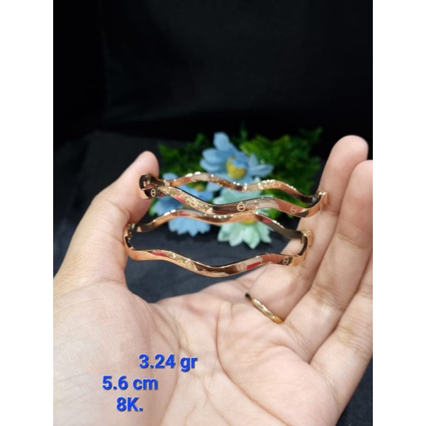 Gelang gelombang emas asli