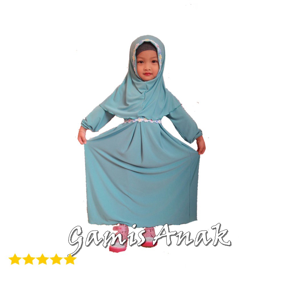  Baju  Muslim Gamis Anak  Perempuan  Polos Biru Terbaru Murah 