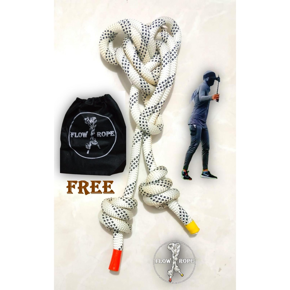 Flow Rope | White L-Nina | Rope Flow | Jump Rope | Tali fitness gym | 10,5 mm | 3,5 M | 250gr | Free