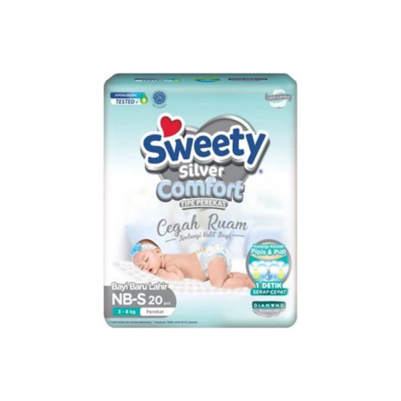 Sweety Silver Comfort Baby Diaper Tape Popok Bayi Perekat - NB-S 20 s