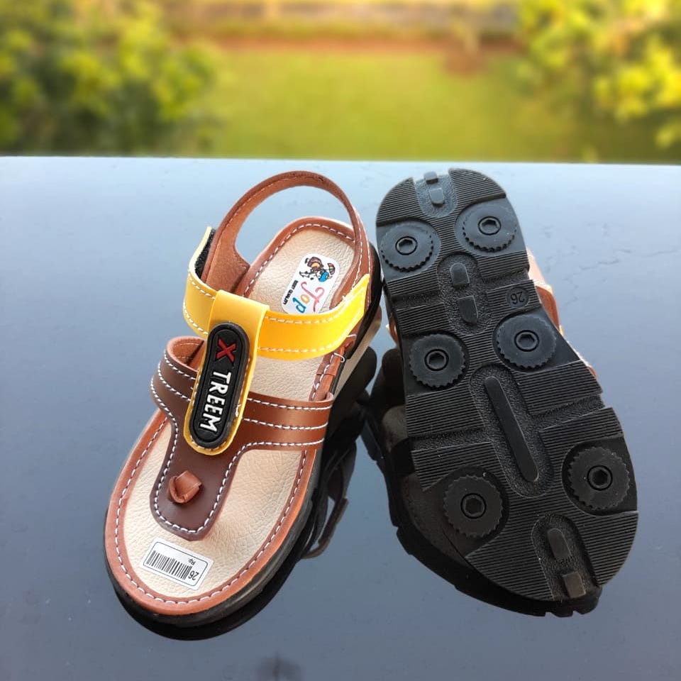 TOKOERS SDL10 Sepatu Sandal Kulit Sintetis Tali Perepet Anak Laki Laki Umur 1 2 3 4 5 6 tahun