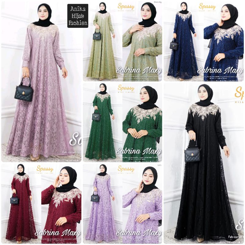 SABRINA DRESS ORIGINAL SPASSY. GAMIS DRESS MAXY CORNELI BROKAT GLITER TERBARU. DRESS MAXY PREMIUM