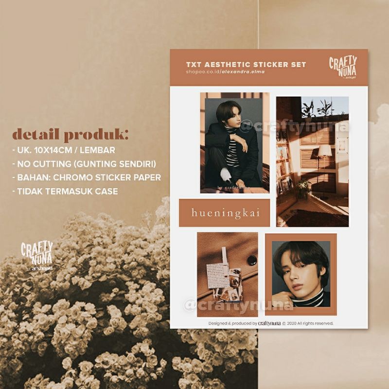 (TX-002) TXT Brown Vintage Aesthetic Sticker Set by Crafty Nuna ✨ stiker case hp kpop yeonjun soobin estetik