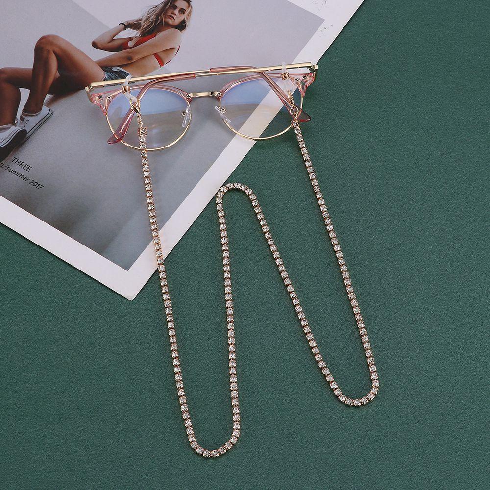 Lily Rantai Kacamata Logam Fashion Chains Rhinestones Sunglasses Holder