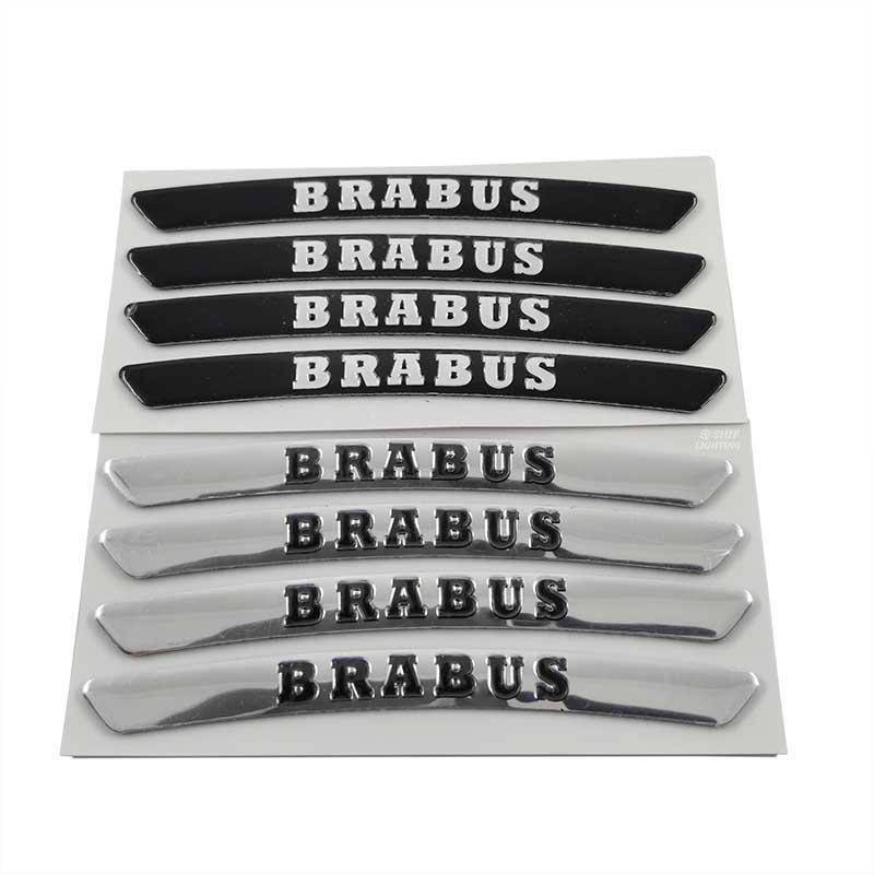 4pcs Stiker Emblem / Badge Logo Brabus Bahan Aluminum Untuk Dekorasi Ban Mobil Mercedes Brabus