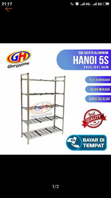 Glory Home Rak Tempat Sepatu Sandal Aluminium 5 Susun