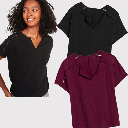 OLD NAVY Blouse Slub Lacetrim