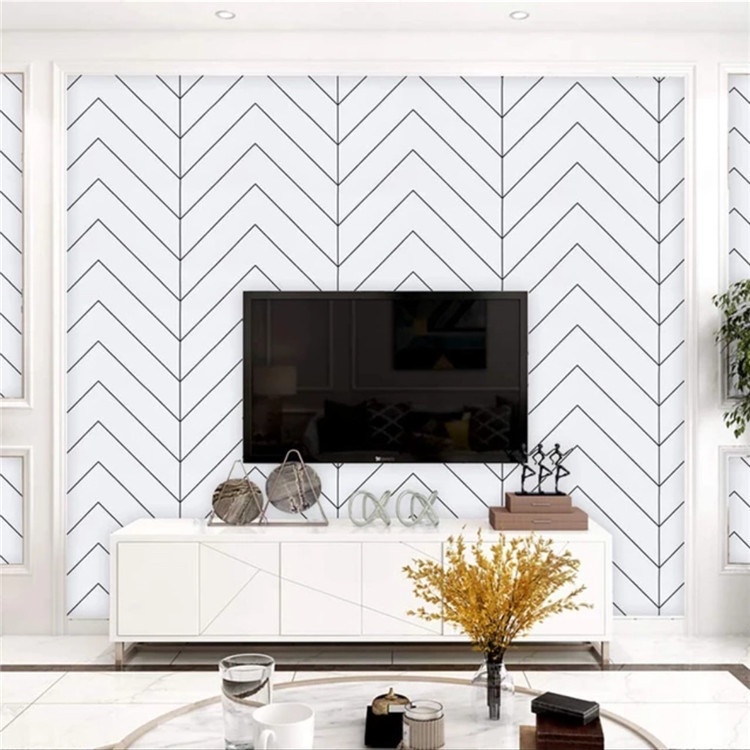 [ 2M PVC Geometric Line Self-adhesive Wallpaper Decoration for Kitchen Bedroom Home Living Room Bedroom ]