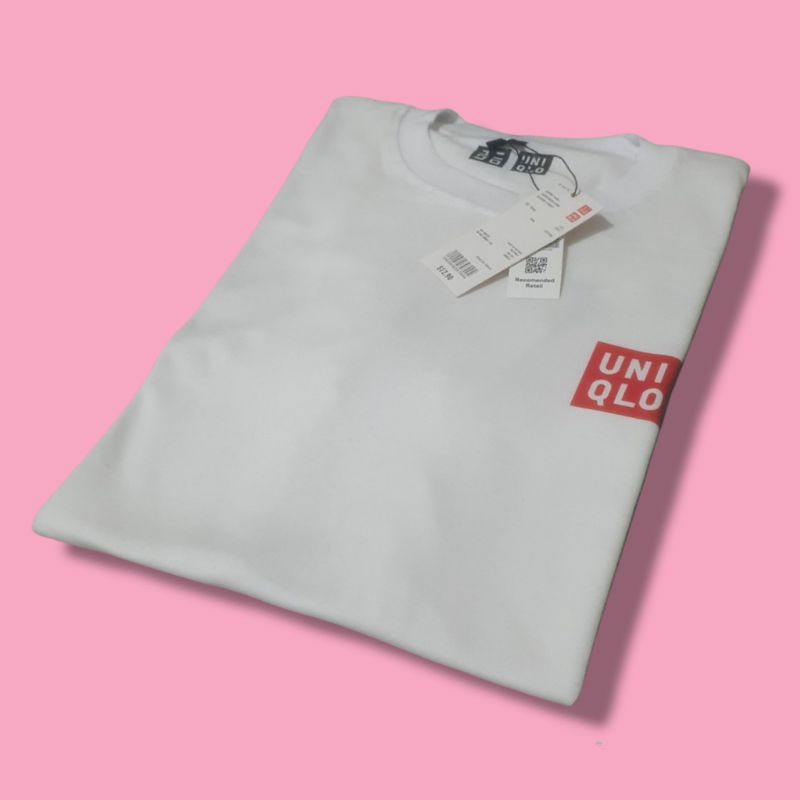 T-shirt putih Uniqlo Logo / baju distro atasan unisex terpopuler terlaris pakaian pria wanita-1