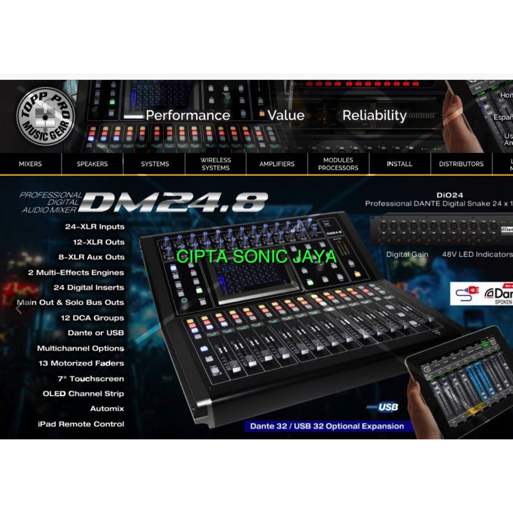 Digital Mixer Toppro 24 Channel Dm 24.8 Original TOPPRO dm24.8