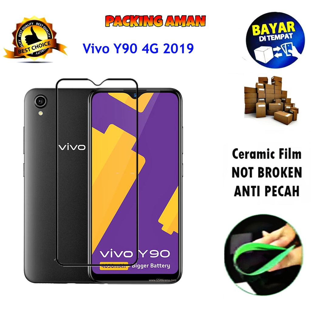 Tempered Glass Vivo Y90 4G 2019 FULL COVER FULL SCREEN Ceramic Film Anti Gores