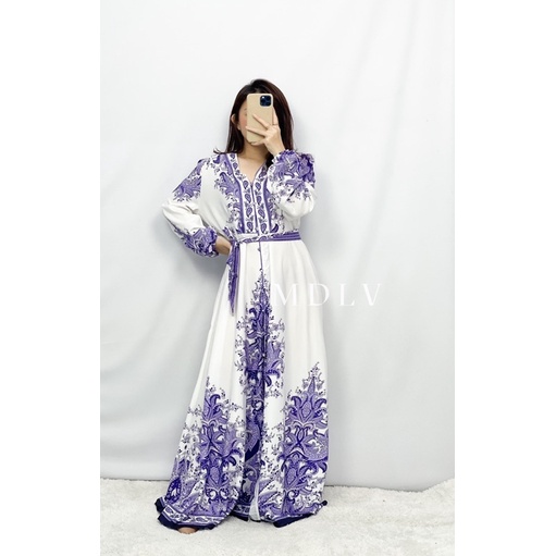 MDLV 8191 VILLARY MAXI KOREA LONG DRESS GAMIS MAXI GAUN MUSLIM IMPORT FASHION MUSLIM FASHION IMPORT