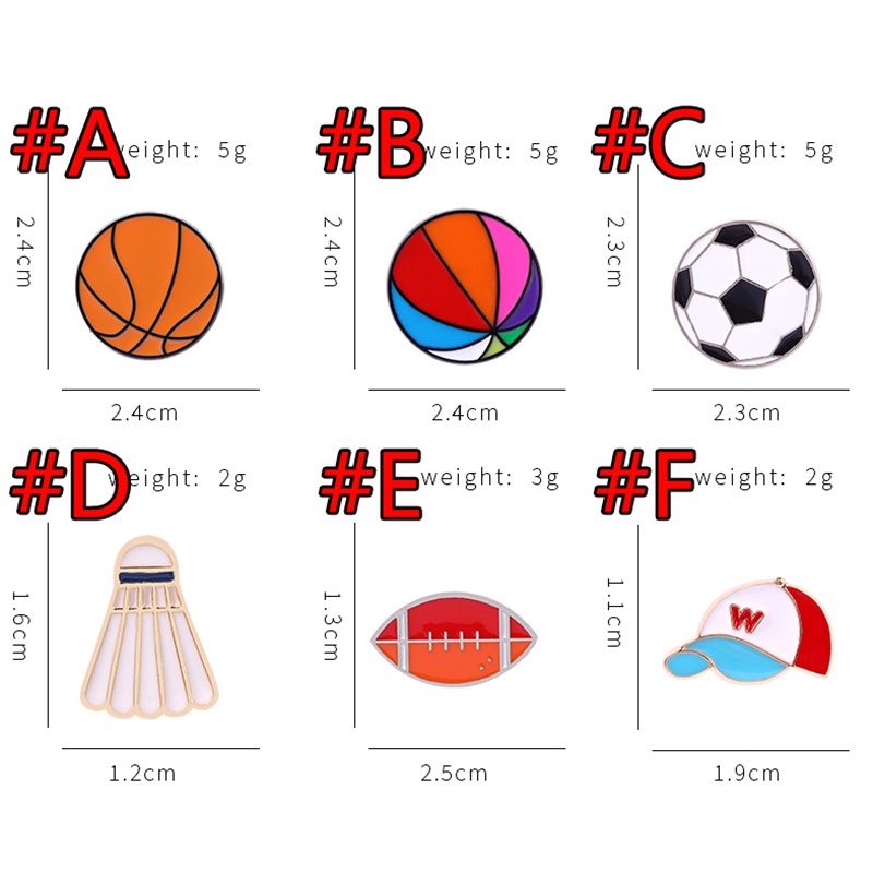 Bros Pin Desain Kartun Olahraga Bola 6 Gaya Untuk Hadiah