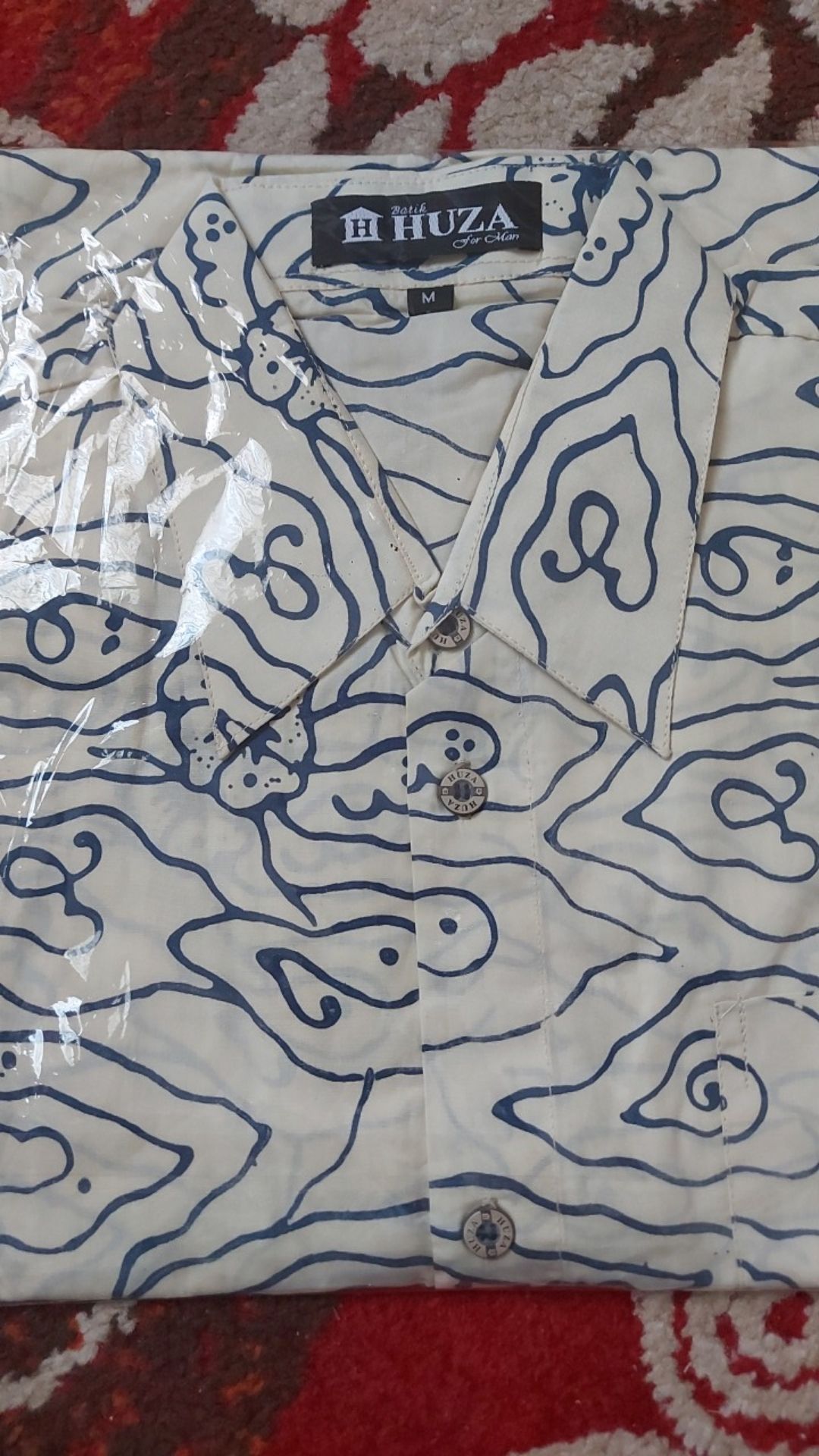 Kemeja Pria Atasan Batik  Kenzio Atasan Pria Lengan Pendek Bahan Katun Cap Regular Fit Batik Huza