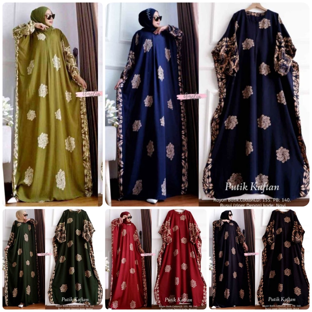 Gamis Rayon Jumbo Dress Kaftan / Putik Kaftan Size Jumbo Resleting Busui Ori By Batik AW Rayon Tebal / Kaftan Wanita