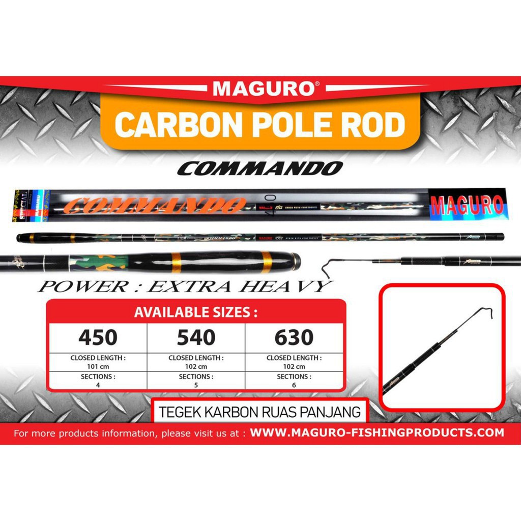 Joran Tegek Maguro Commando 450 540 Kaku Bahan Carbon Murah Terbaik