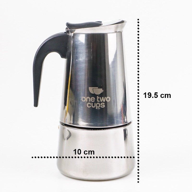 One Two Cups Espresso Coffee Maker Moka Pot Teko Stovetop Filter 450ml 9 Cup - Z20 - Silver