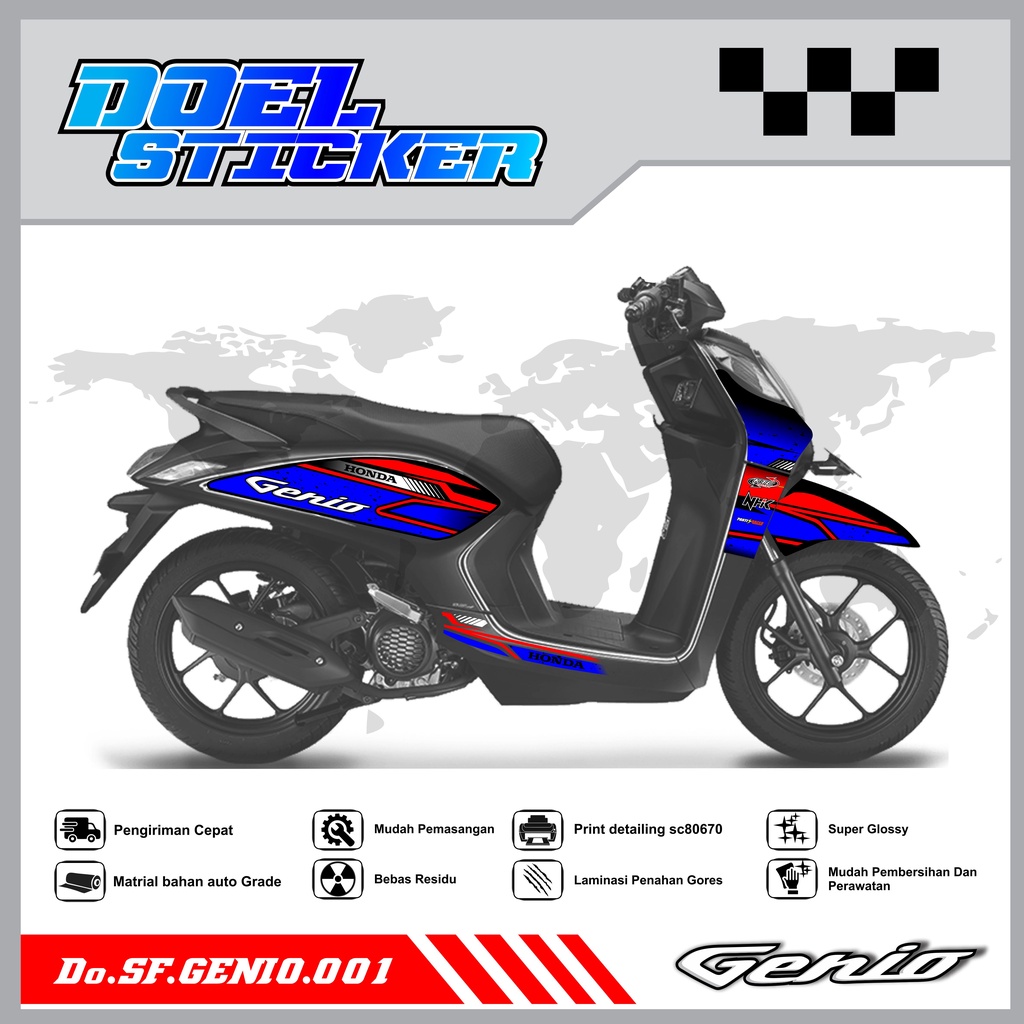 Sticker Striping Variasi Genio List Variasi Hologram , Crome Doel 01