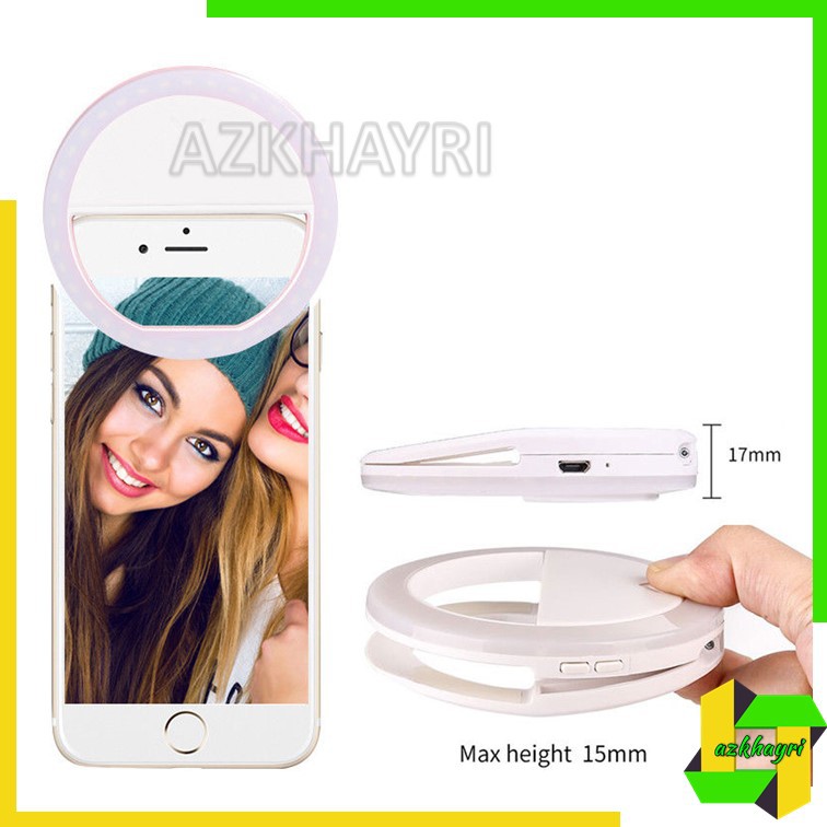 RING LIGHT SELFIE LED LAMPU LAMP RECHARGE 3 MODE