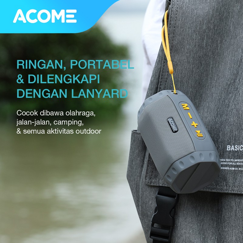 ACOME Speaker Bluetooth 5.0 Hi-Fi Sound TWS 5W Portable A2 Garansi Resmi 1 Tahun-4