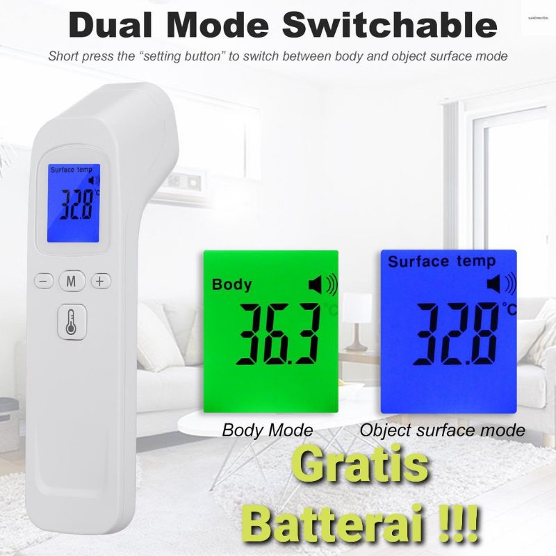 Termometer Dahi Digital Infrared Non-Contact Presisi Tinggi Dengan Alarm