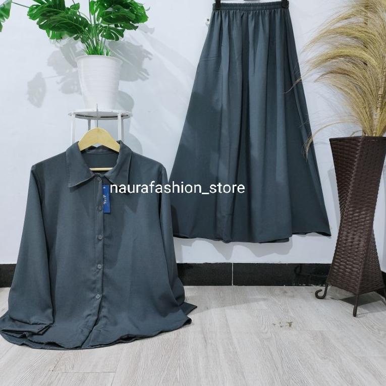 PRW.21Jl22o - Naura Set/Stelan Rok bahan syakilah/ One Set Rok