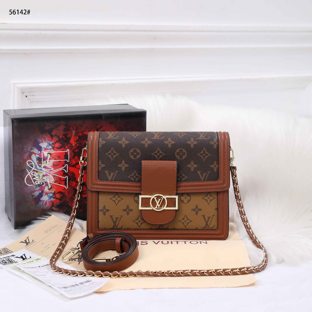 Fashion L V  Dauphine Monogram Reverse MM Brown 56142