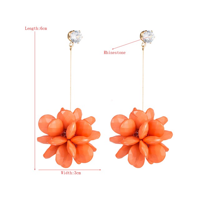 LRC Anting Tusuk Fashion 925 Silver Needle Geometric Flower Ball Diamond Stud Earrings D59948